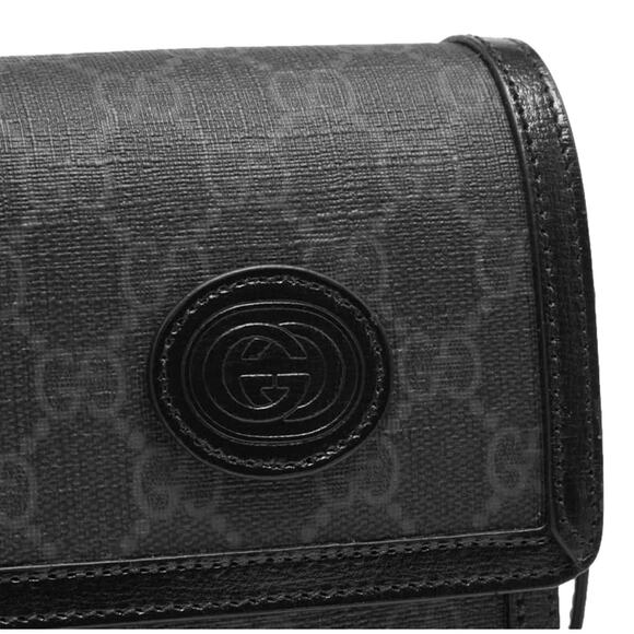 GUCCI GG Retro Mini Crossbody Bag with Interlocking G Black Logo Canvas NEW - Picture 3 of 12